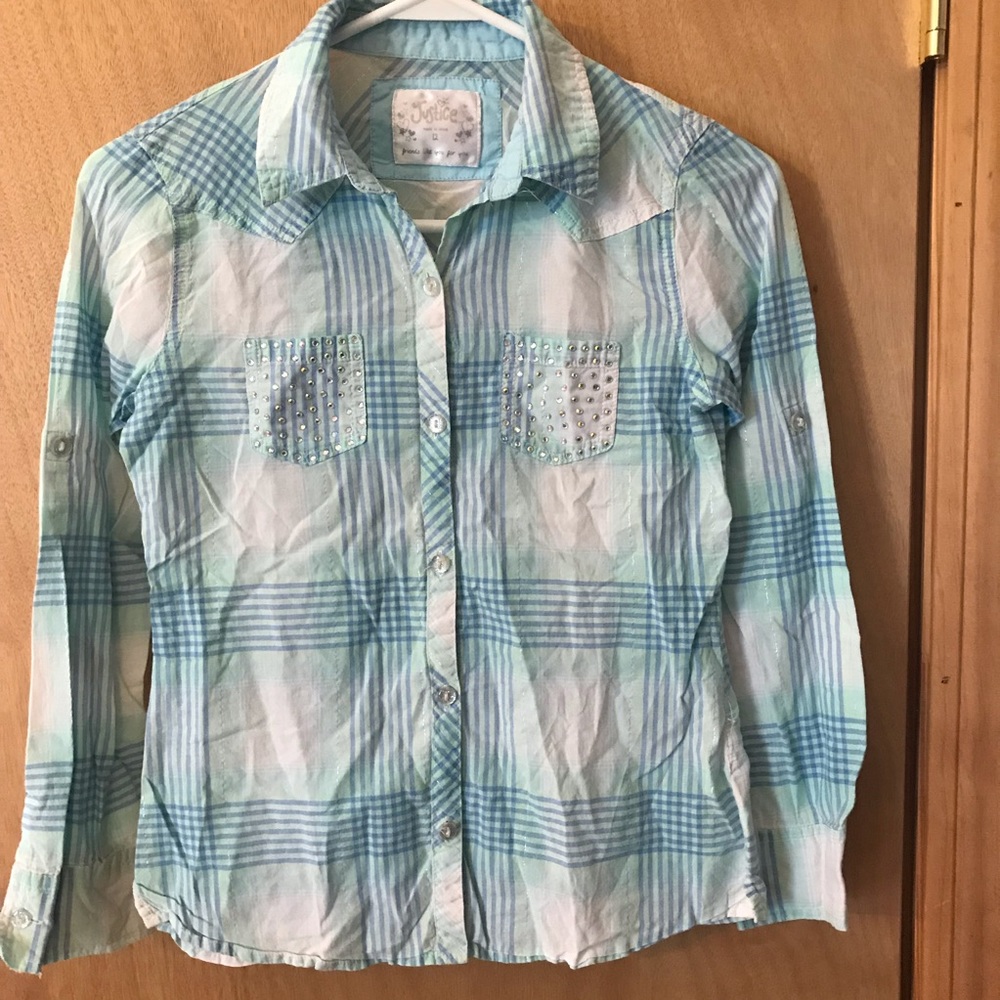Light Blue Justice Flannel, size 10